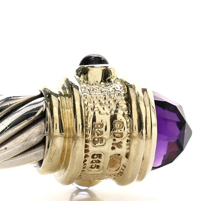 David Yurman Sterling Silver 14K Yellow Gold Amethyst Iolite Green Tourmaline 7mm Cable Renaissance Bracelet 3 of 3