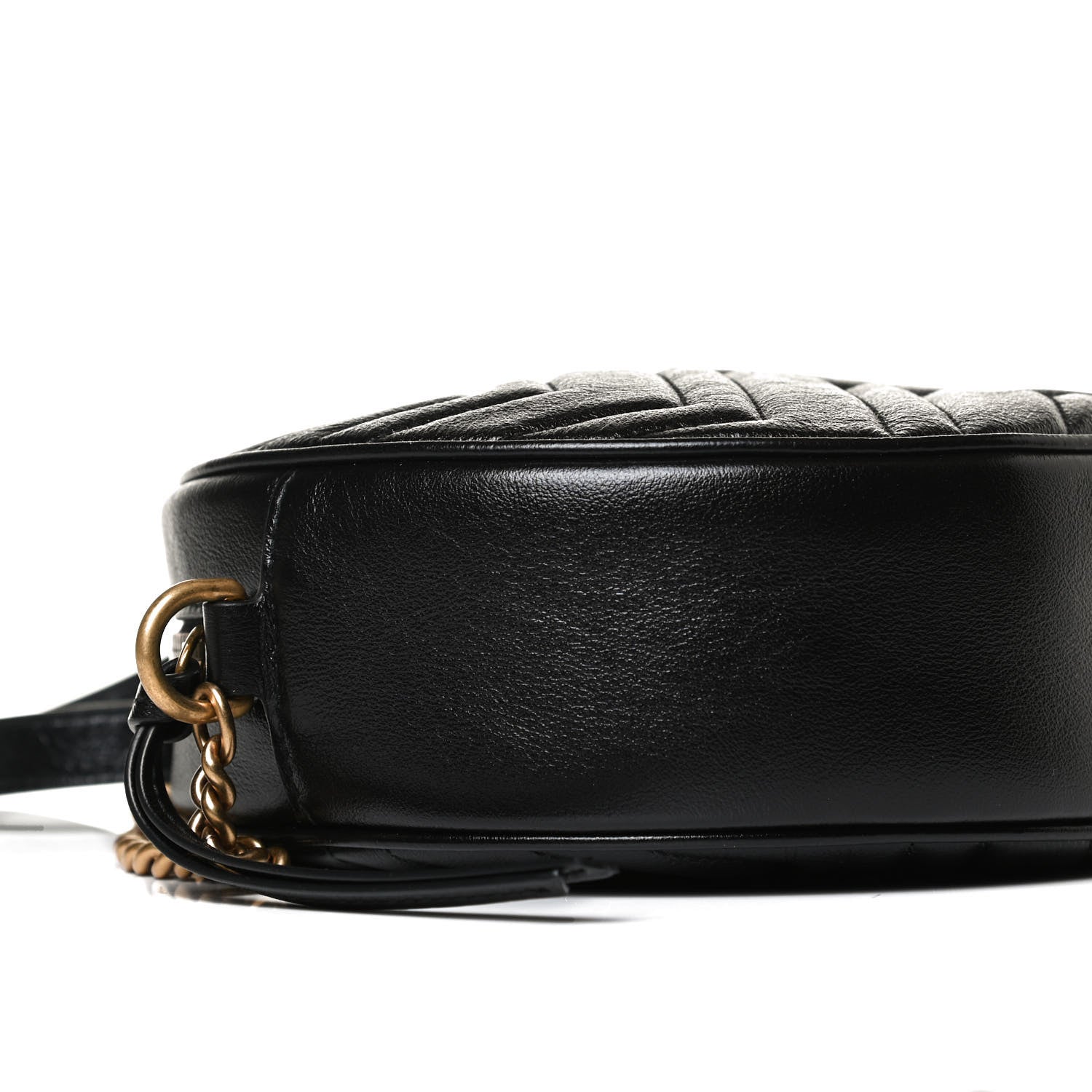 Gucci Azalea Calfskin Matelasse Heart Mini GG Marmont Round Shoulder Bag Black 9 of 12