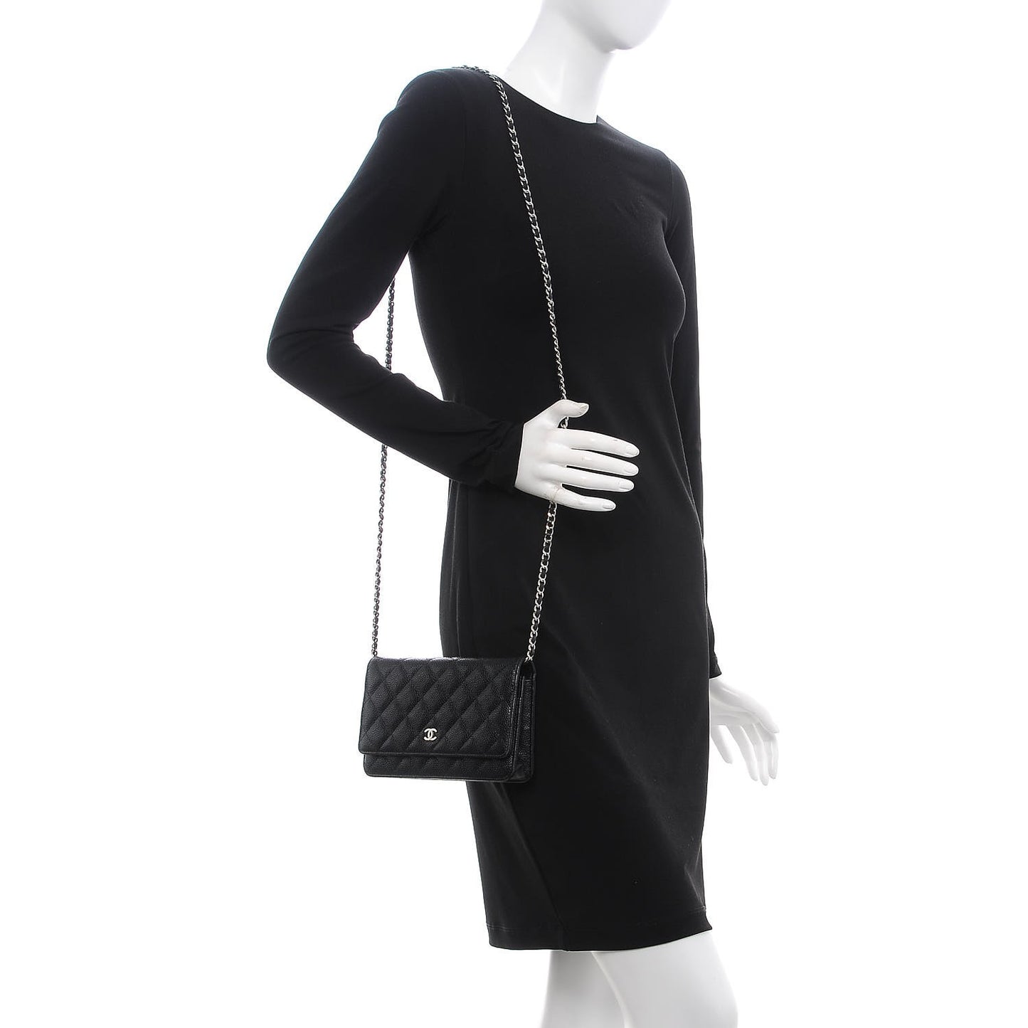 Caviar Quilted Wallet On Chain WOC Black