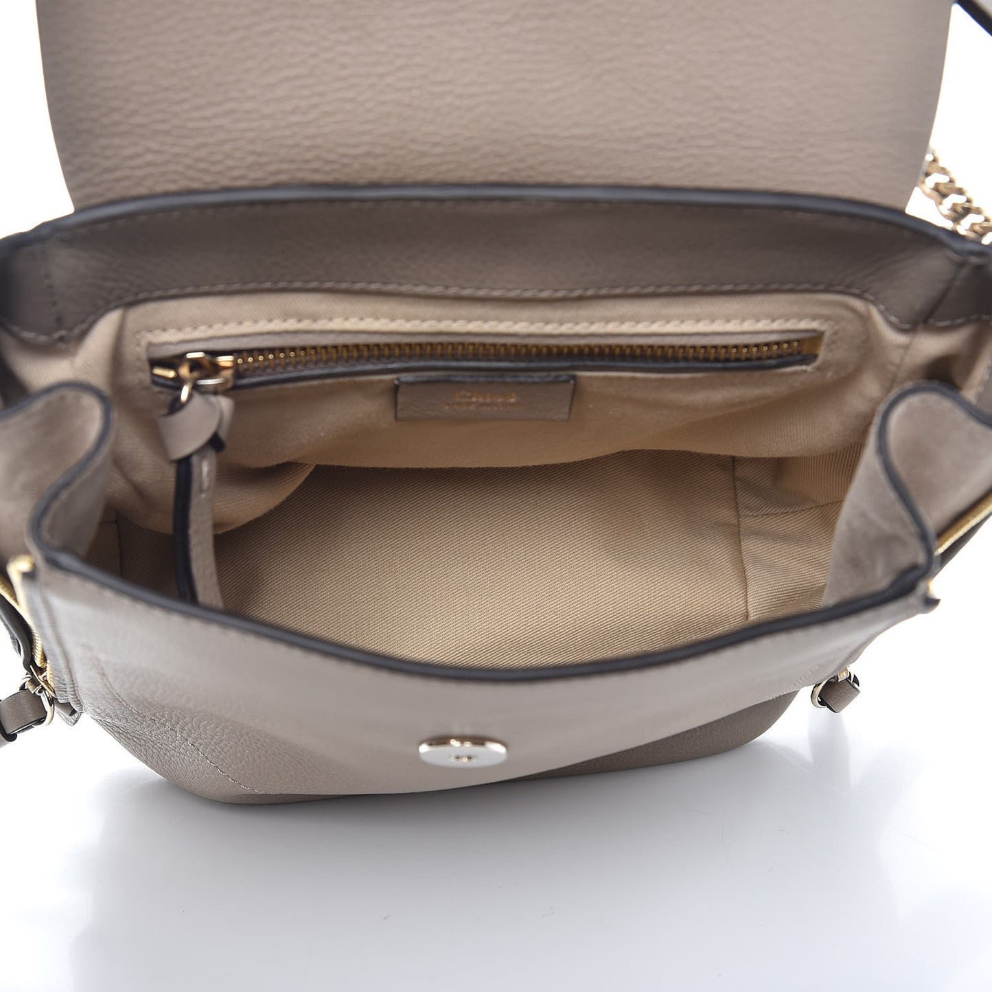 Suede Calfskin Small Faye Backpack Motty Grey