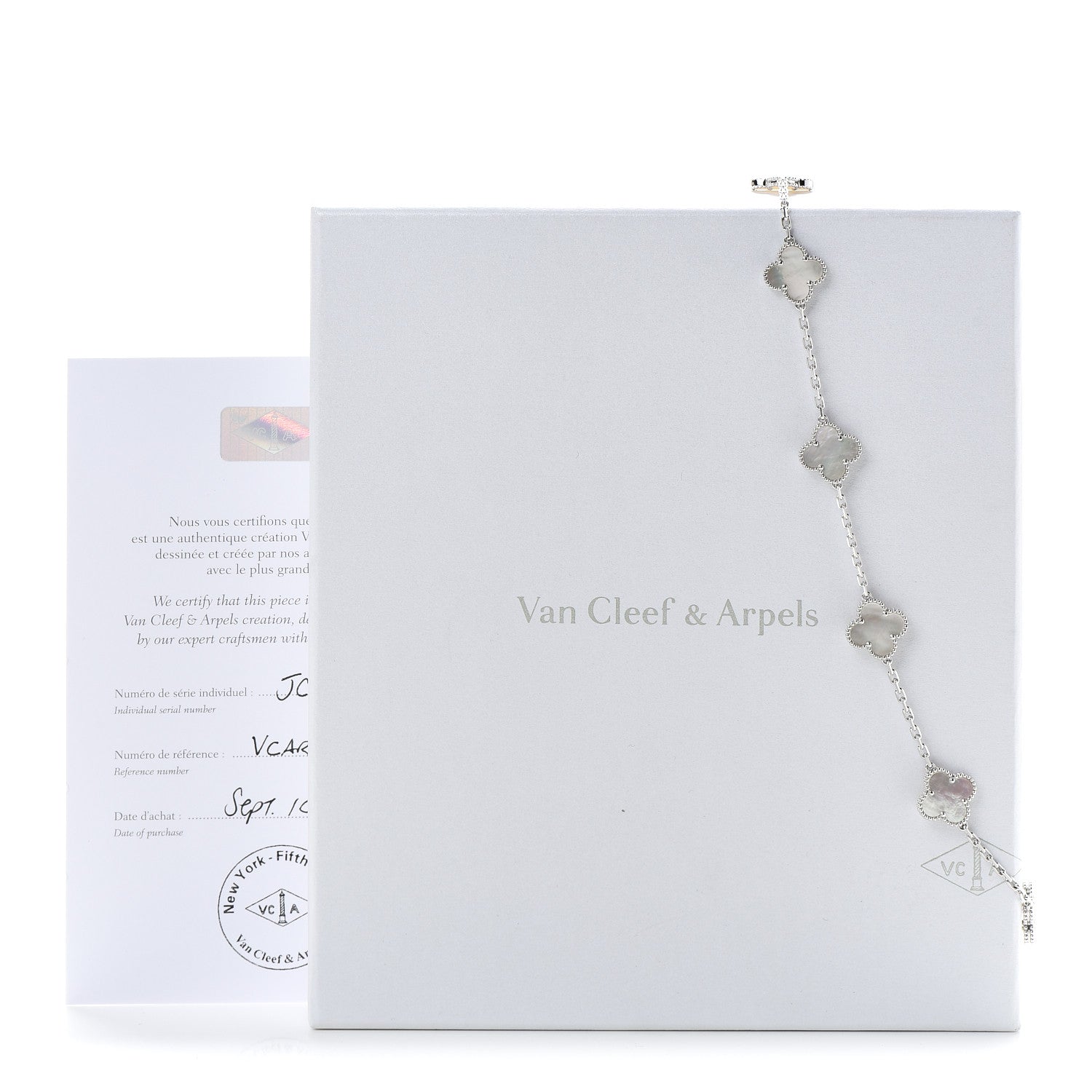 Van Cleef & Arpels 18K White Gold Mother of Pearl 10 Motifs Vintage Alhambra Necklace 6 of 6