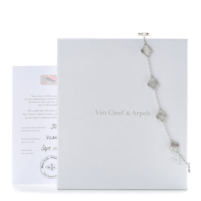 Van Cleef & Arpels 18K White Gold Mother of Pearl 10 Motifs Vintage Alhambra Necklace 6 of 6