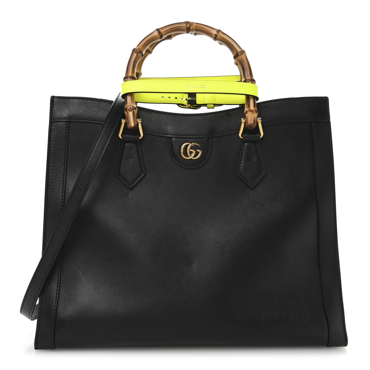 Gucci Calfskin Medium Diana Tote Bag Black Yellow Fluo 1 of 10