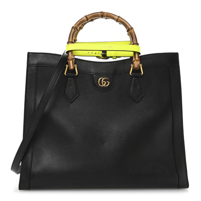 Gucci Calfskin Medium Diana Tote Bag Black Yellow Fluo 1 of 10