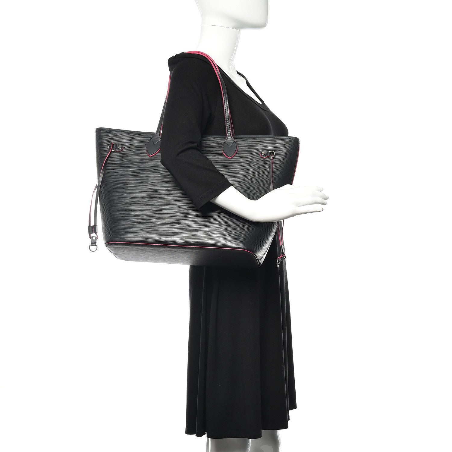 Louis Vuitton Epi Neverfull MM Black Hot Pink 2 of 14