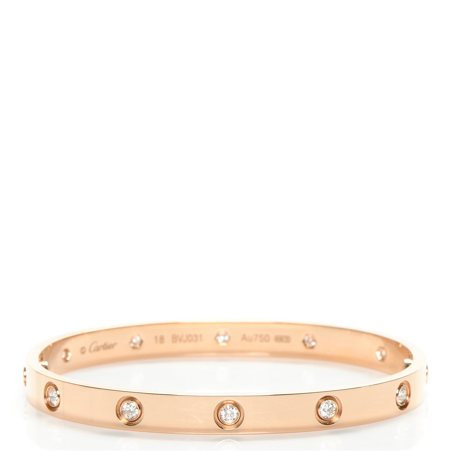 Cartier 18K Pink Gold 10 Diamond LOVE Bracelet 18 1 of 7
