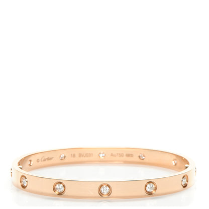 Cartier 18K Pink Gold 10 Diamond LOVE Bracelet 18 1 of 7