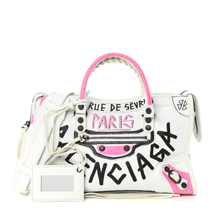 Balenciaga Agneau Graffiti All Over Classic Hardware S City White Multicolor 1 of 9