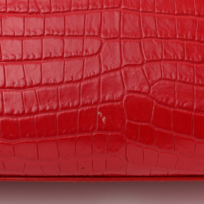 Saint Laurent Calfskin Crocodile Embossed Nano Sac De Jour Red 12 of 13
