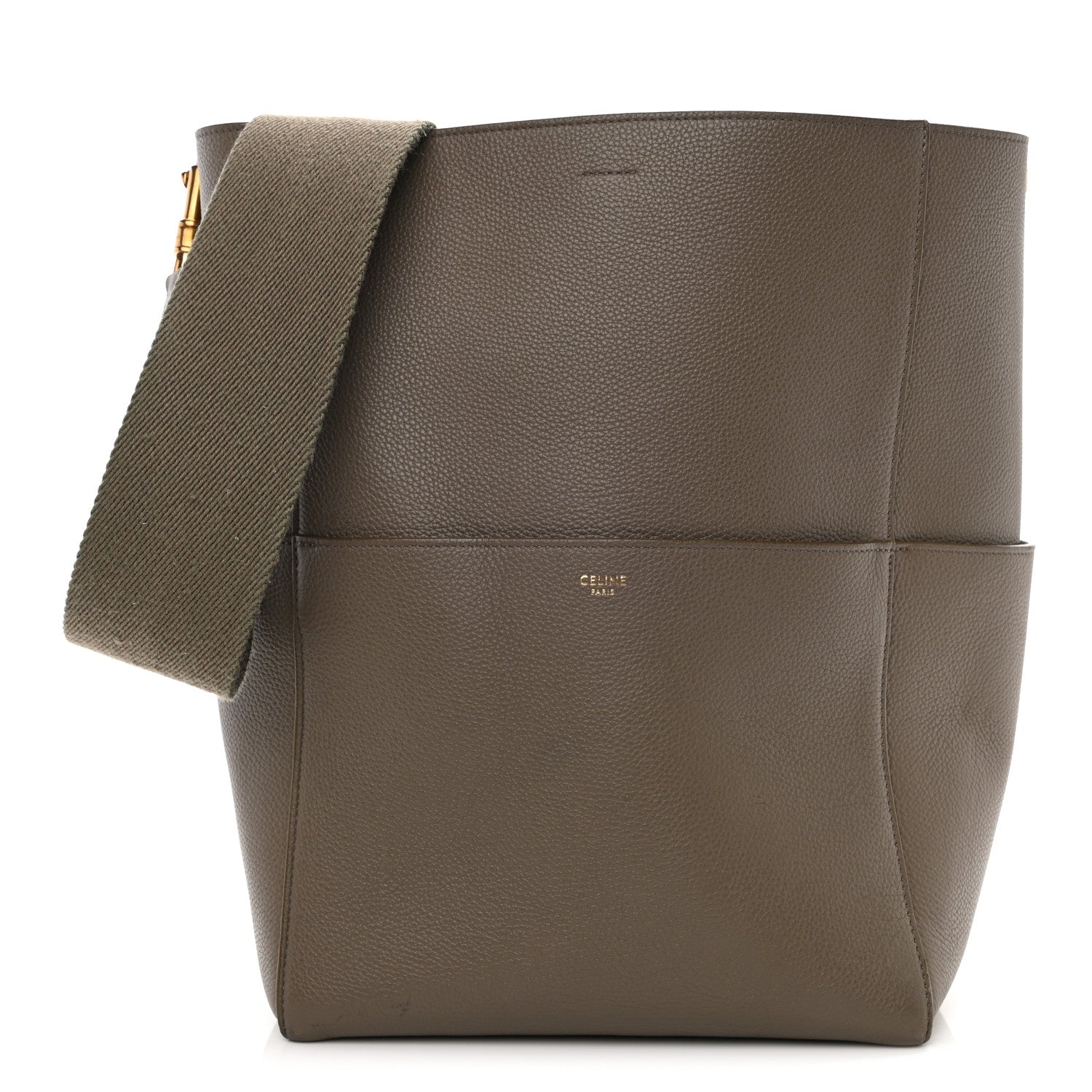 Celine Soft Grained Calfskin Sangle Bucket Bag Taupe 1 of 13