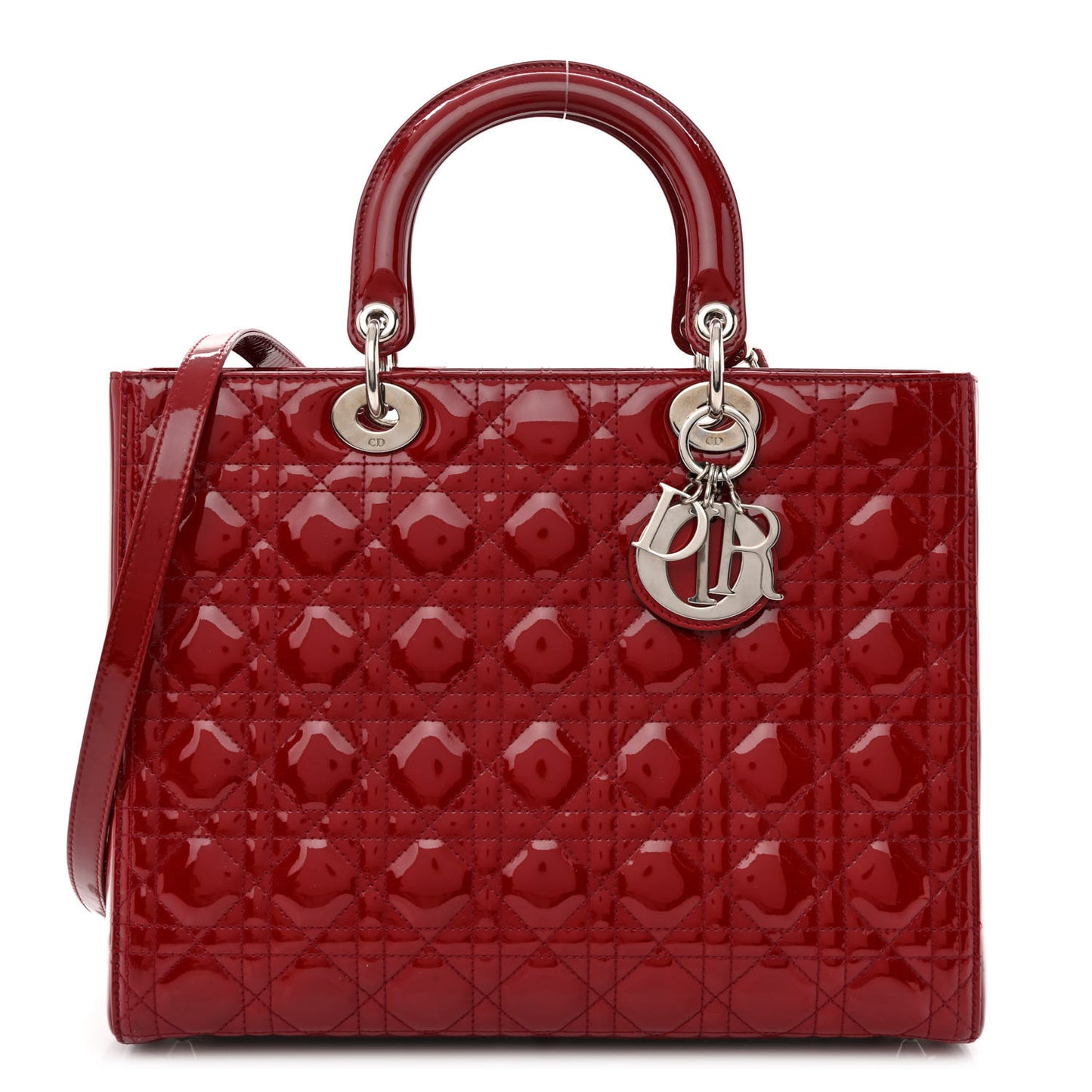 Patent Cannage Large Lady Dior Red