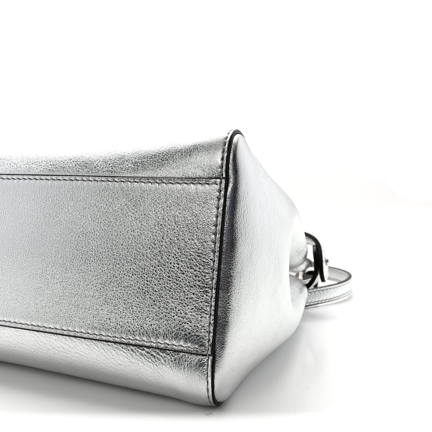 Vitello Catalan Mirror Mini Peekaboo Iconic Satchel Argento