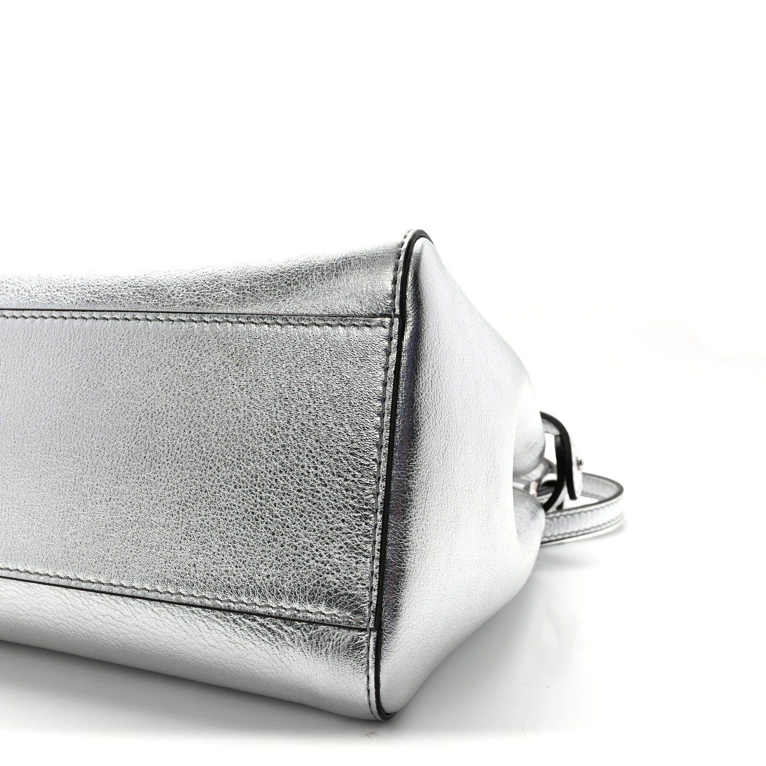 Fendi Vitello Catalan Mirror Mini Peekaboo Iconic Satchel Argento 9 of 9