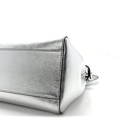 Fendi Vitello Catalan Mirror Mini Peekaboo Iconic Satchel Argento 9 of 9