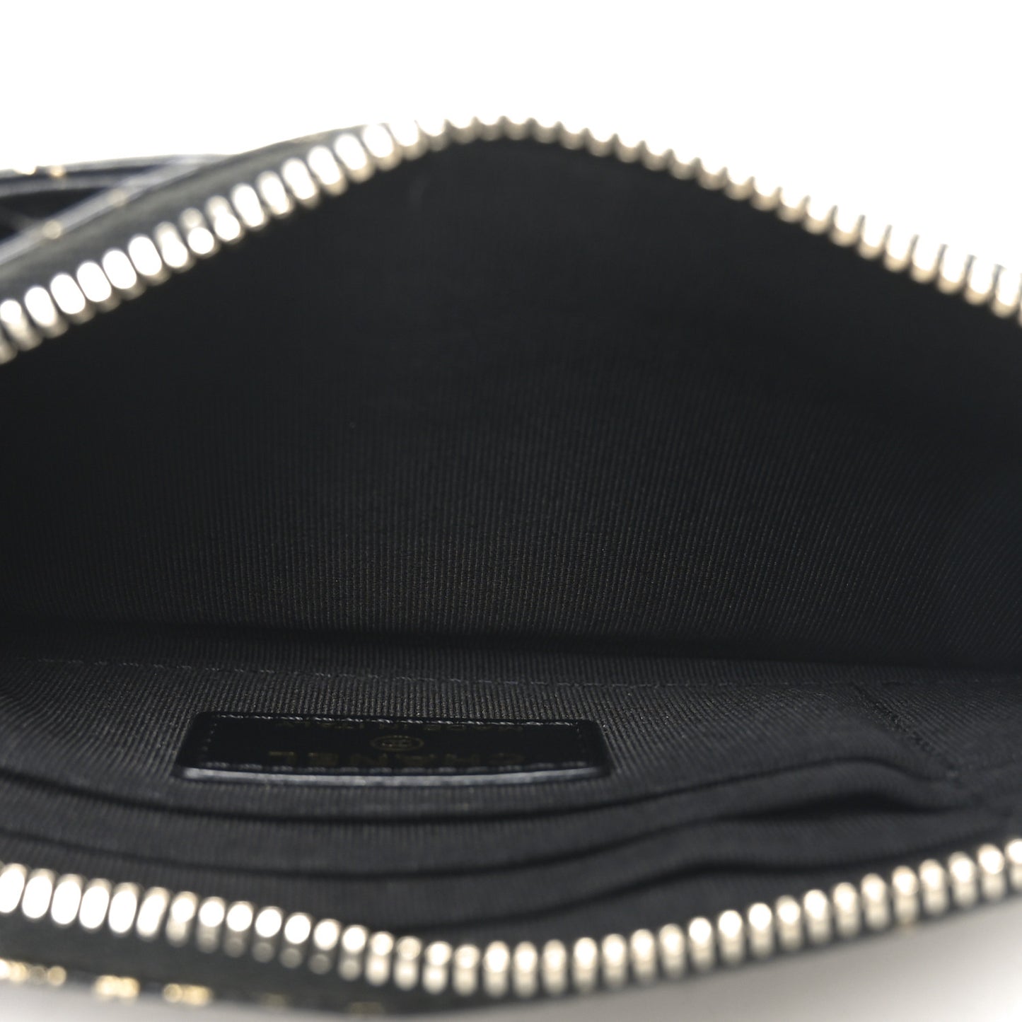 Calfskin Crocodile Embossed Graffiti 2.55 Cocodile Reissue Zip Pouch Black Gold