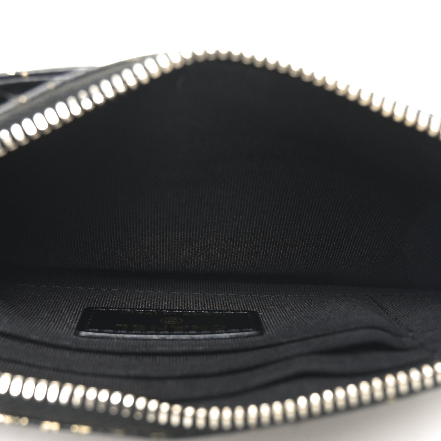 Chanel Calfskin Crocodile Embossed Graffiti 2.55 Cocodile Reissue Zip Pouch Black Gold 5 of 7