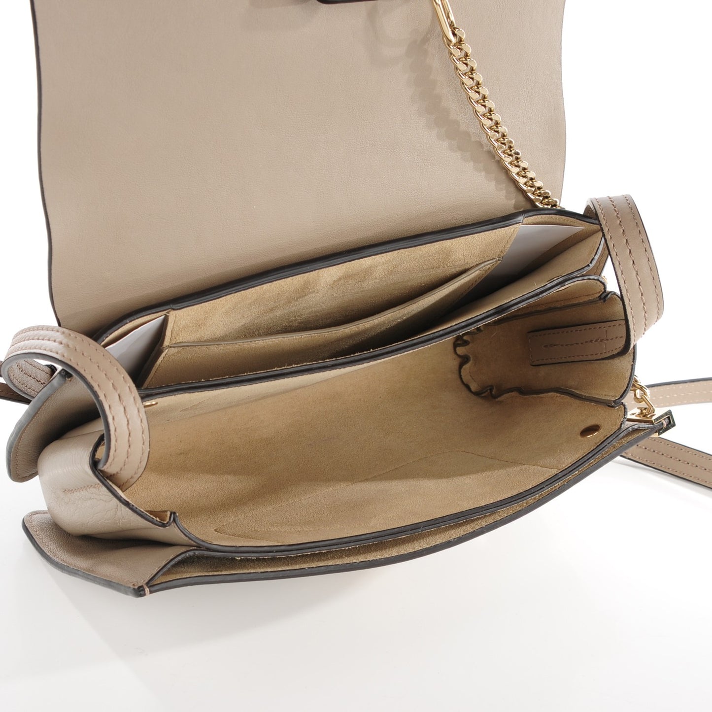 Suede Calfskin Small Faye Shoulder Bag Motty Grey