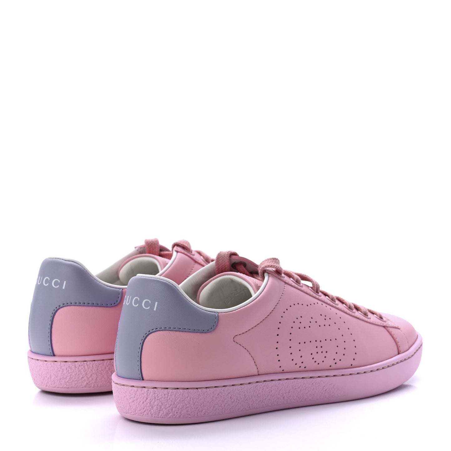 Calfskin Interlocking G Perforated Womens Ace Sneakers 35 Wild Rose Lapis