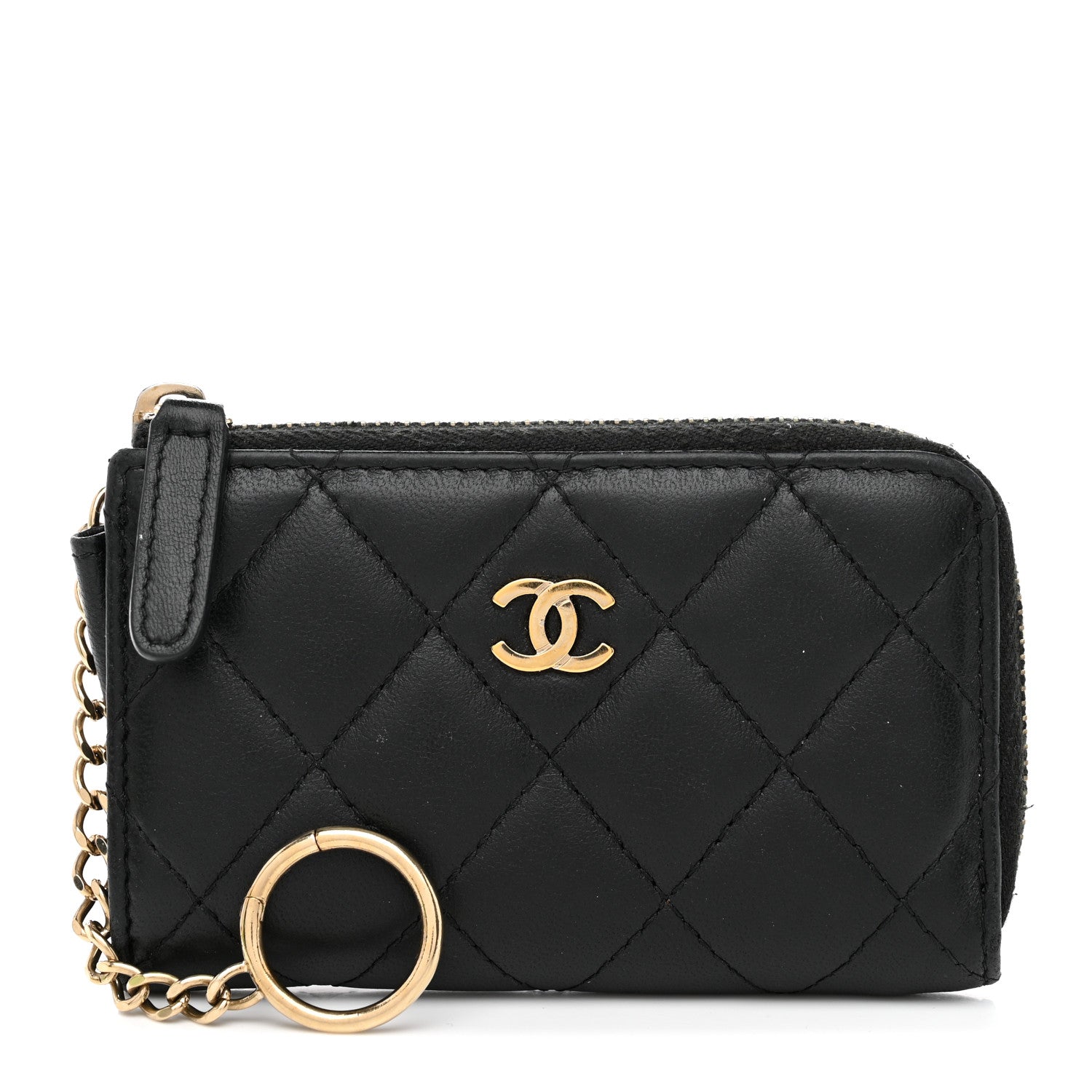 Chanel Lambskin Quilted Key Holder Case Black 1 of 8