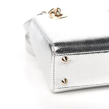 Christian Dior Metallic Lizard Small Lady Dior Argent 7 of 9