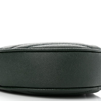 Saint Laurent Grain De Poudre Matelasse Chevron Quilted Round Vinyle Camera Bag New Vert Fonce 10 of 11