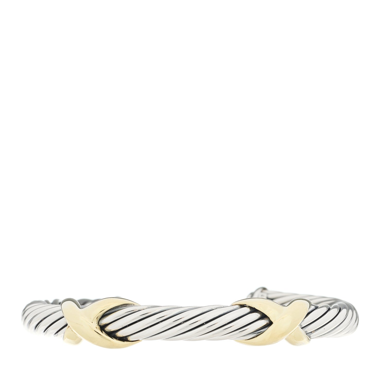 Sterling Silver 14K Yellow Gold 7mm X Double Station Cable Bracelet