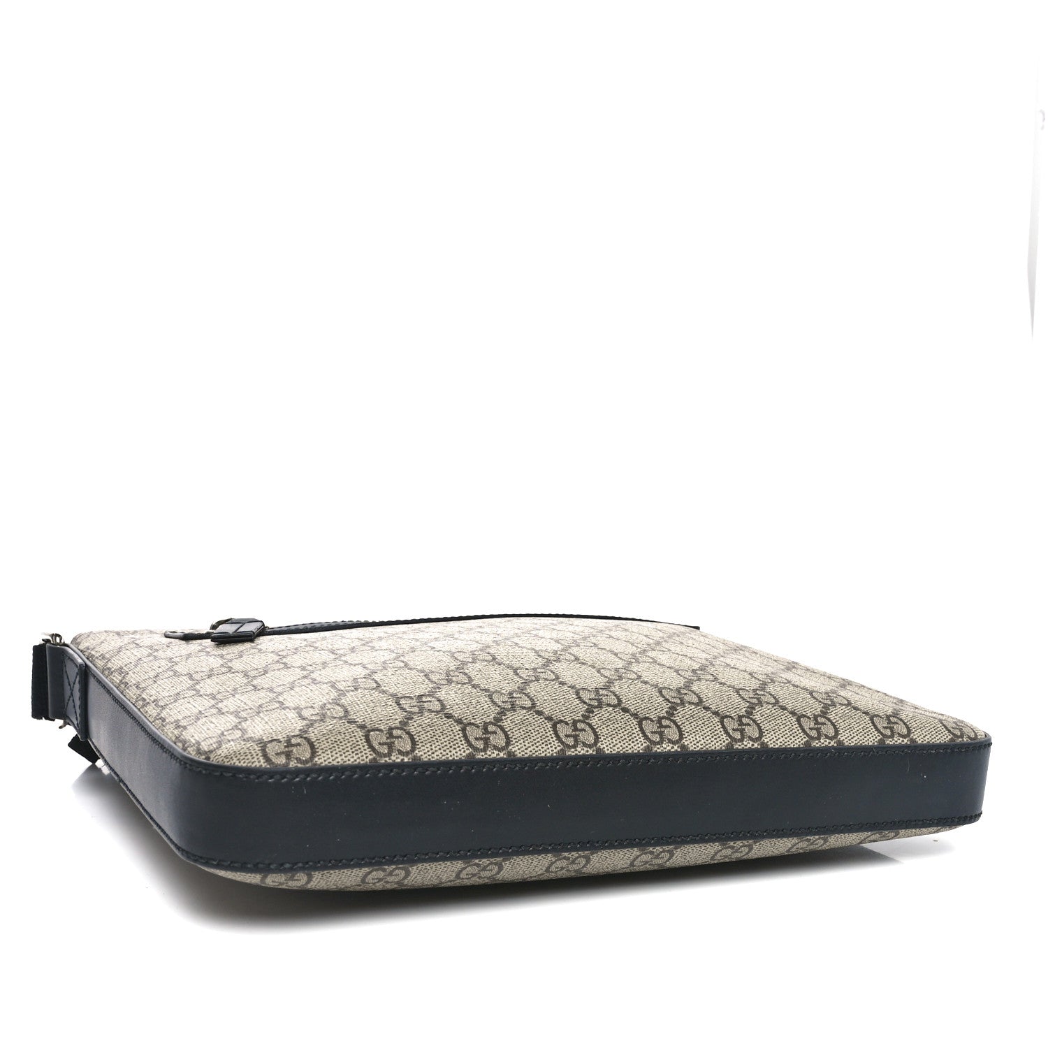 Gucci GG Supreme Monogram Web Medium Flat Messenger Beige Black New Acero 4 of 9