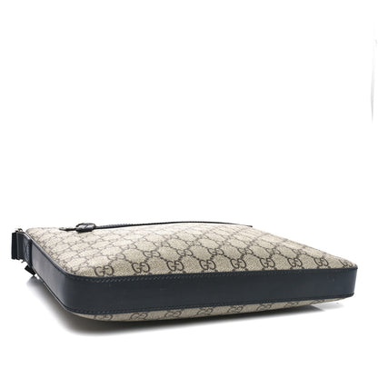 Gucci GG Supreme Monogram Web Medium Flat Messenger Beige Black New Acero 4 of 9