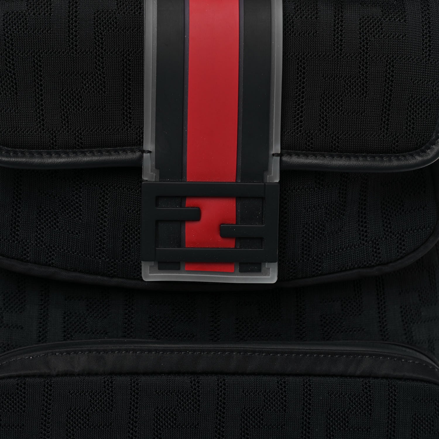 Fendi Neoprene Mesh Vitello Grace FF Panelled Backpack Black Red 6 of 11