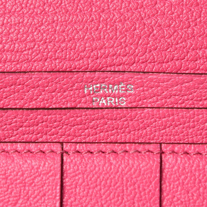 Hermes Chevre Mysore Bi-Color Bearn Gusset Wallet Etoupe Rose Shocking 8 of 14