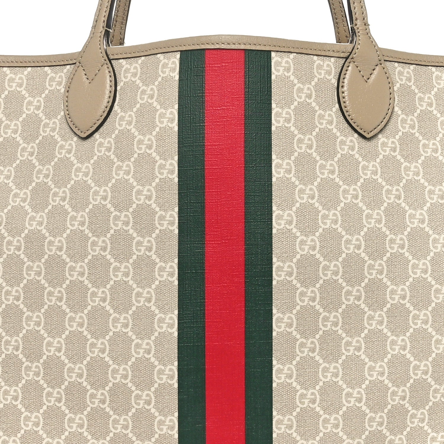 Gucci GG Supreme Monogram Textured Dollar Calfskin Web Large Ophidia Tote Beige  Mystic White Oatmeal 10 of 12