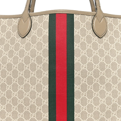 Gucci GG Supreme Monogram Textured Dollar Calfskin Web Large Ophidia Tote Beige  Mystic White Oatmeal 10 of 12