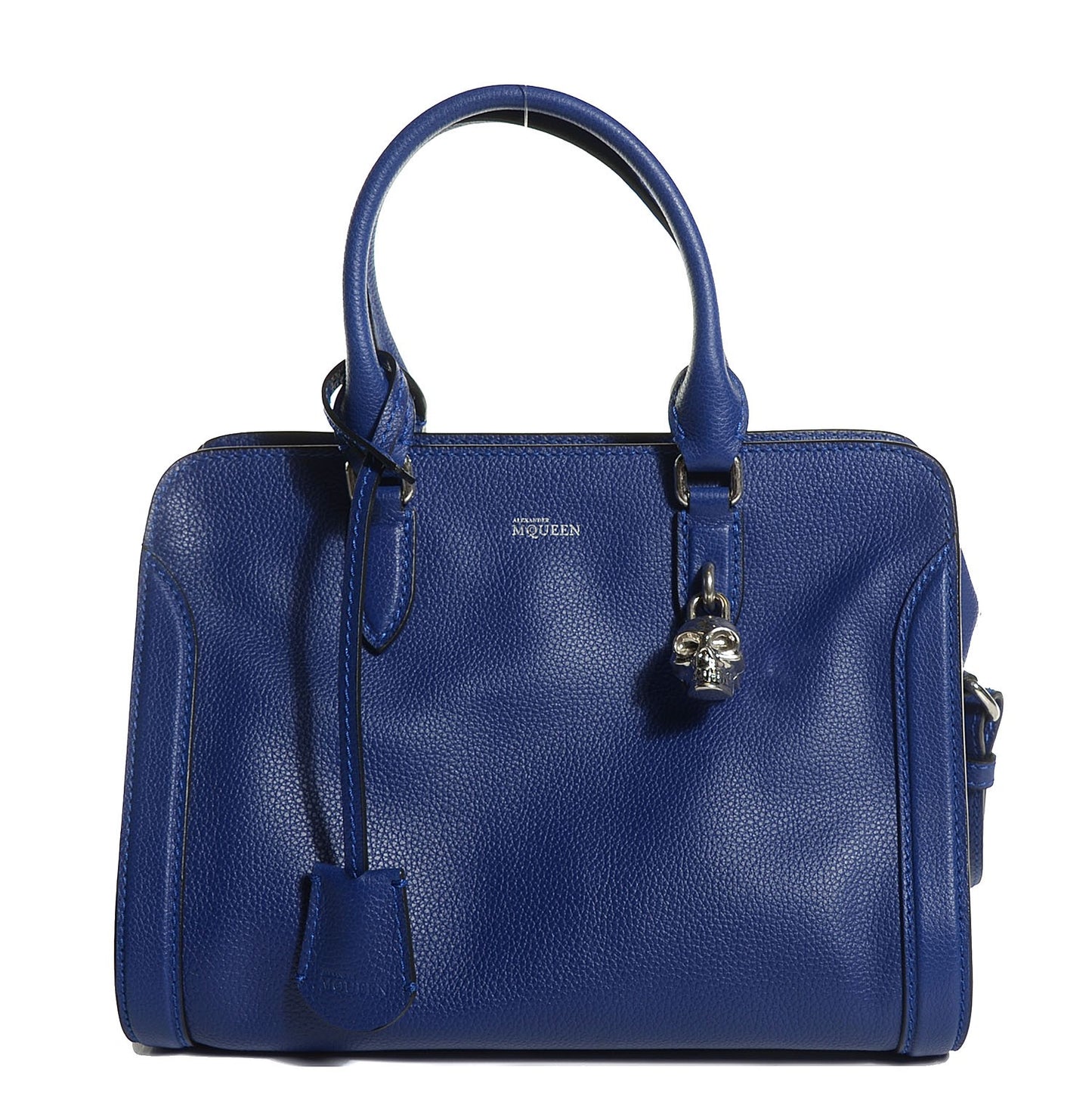 Pebbled Calfskin Small Skull Padlock Zip Around Tote Ultramarine