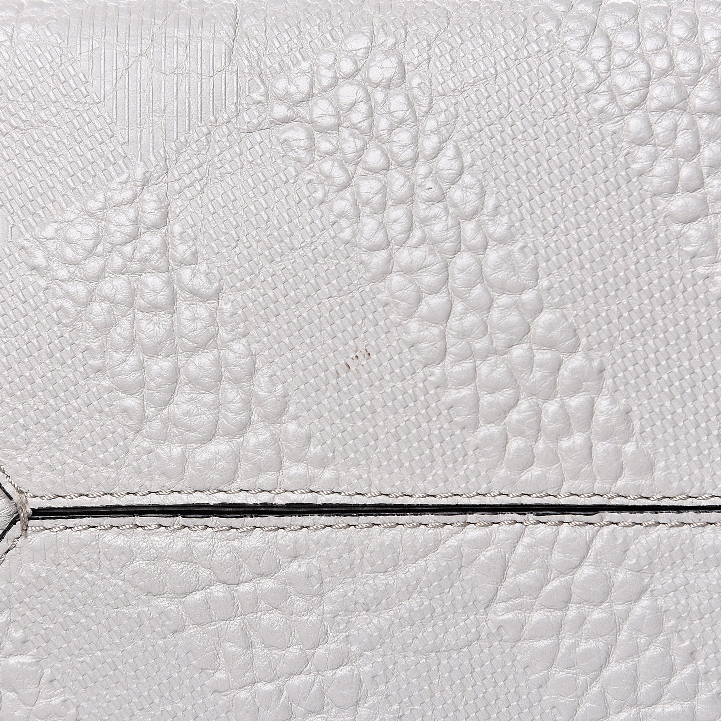 Signature Grain Calfskin Check Embossed Small Canterbury Tote Stone White