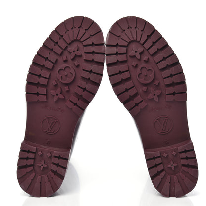 Louis Vuitton Rubber Embossed Monogram Drops Flat Half Boots 39 Burgundy 5 of 9
