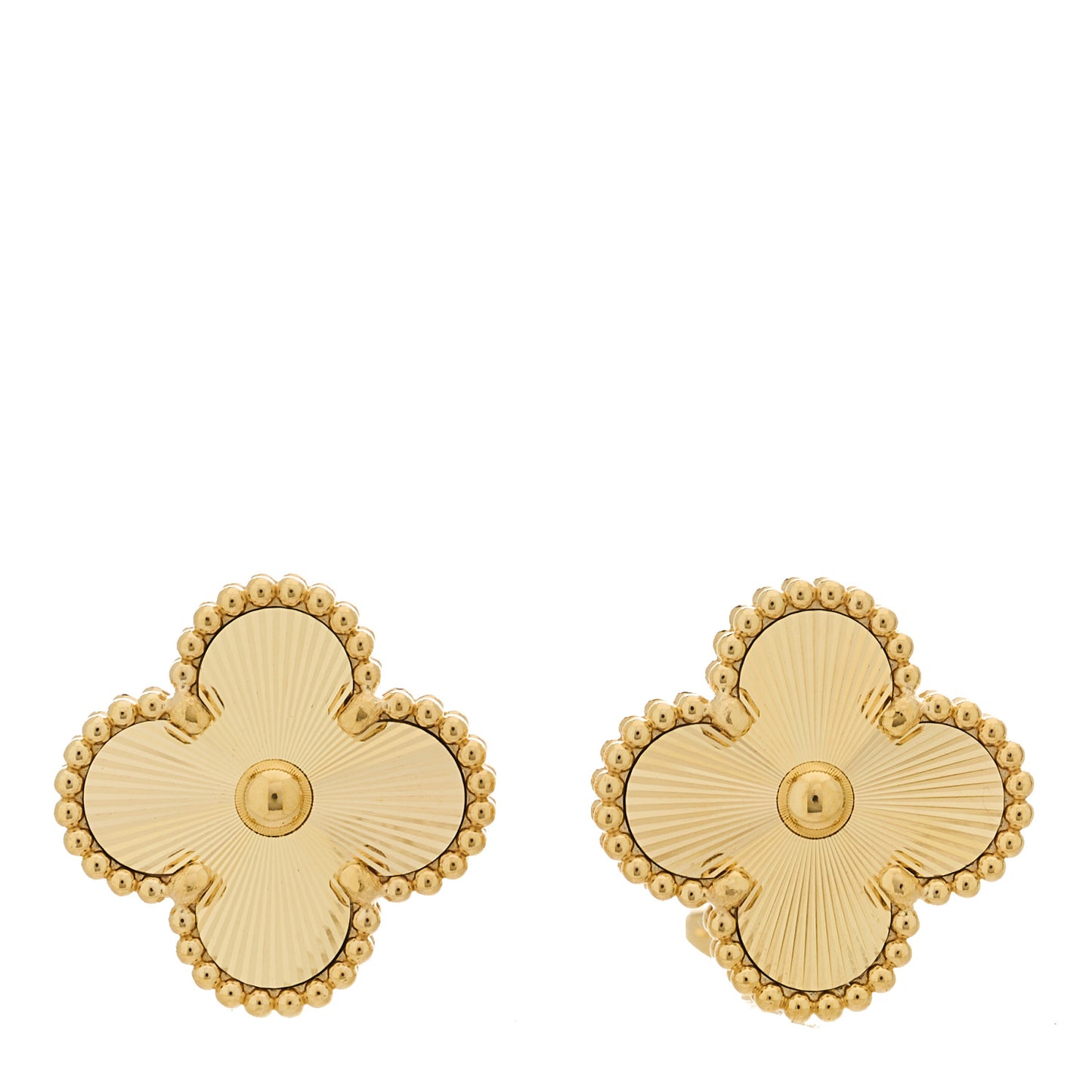18K Yellow Gold Guilloche Vintage Alhambra Earrings