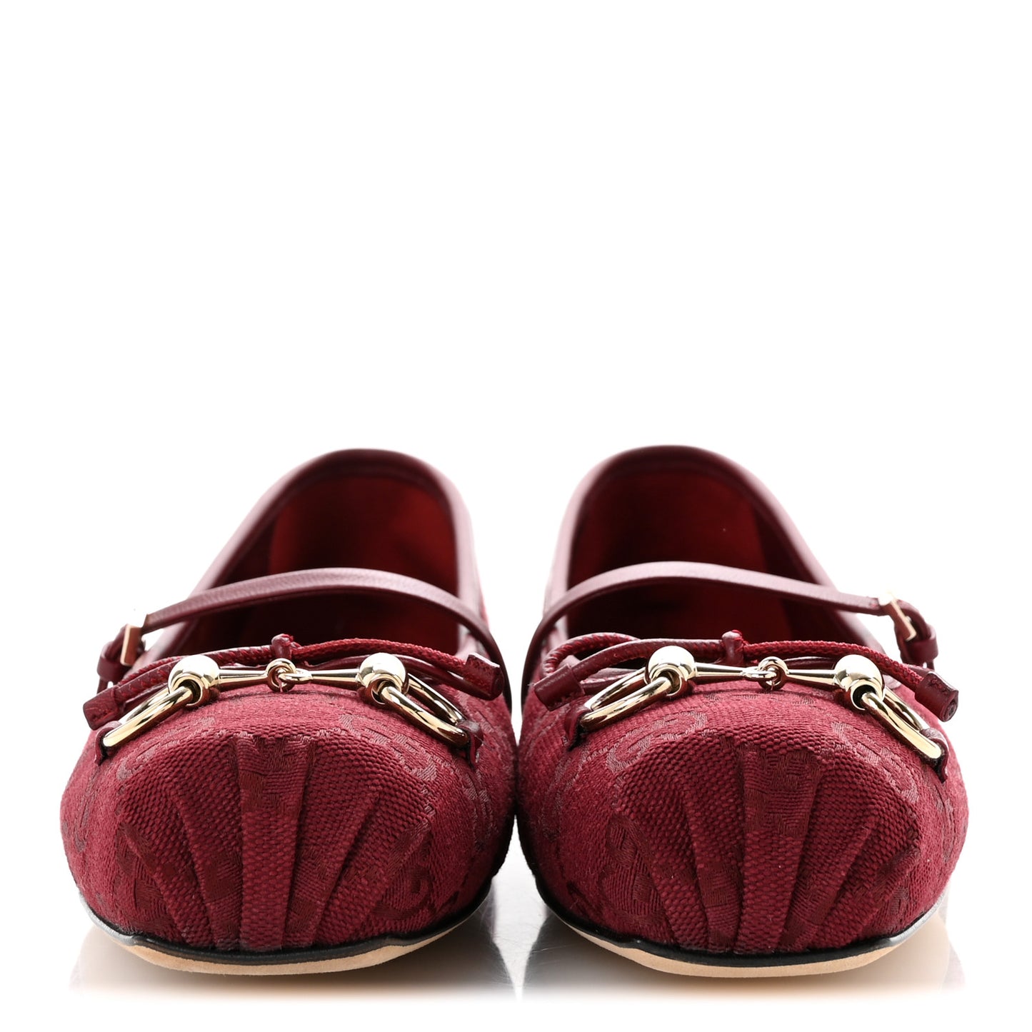 GG Monogram Horsebit Ballet Flats 36.5 Rosso Ancora