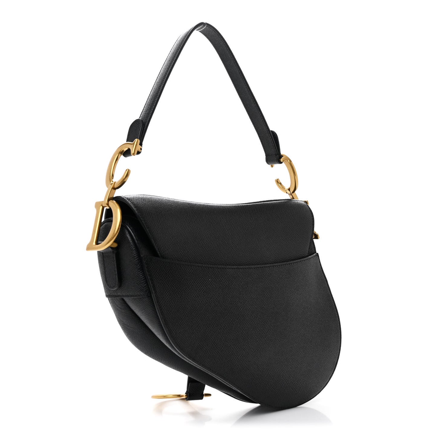 Grained Calfskin Saddle Bag Black