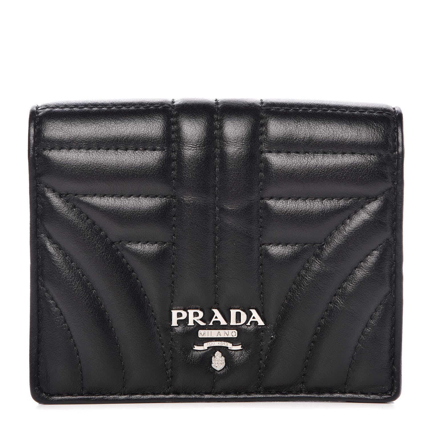 Prada Soft Calfskin Impunture Diagramme Wallet Black 1 of 10