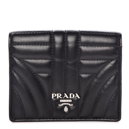 Prada Soft Calfskin Impunture Diagramme Wallet Black 1 of 10