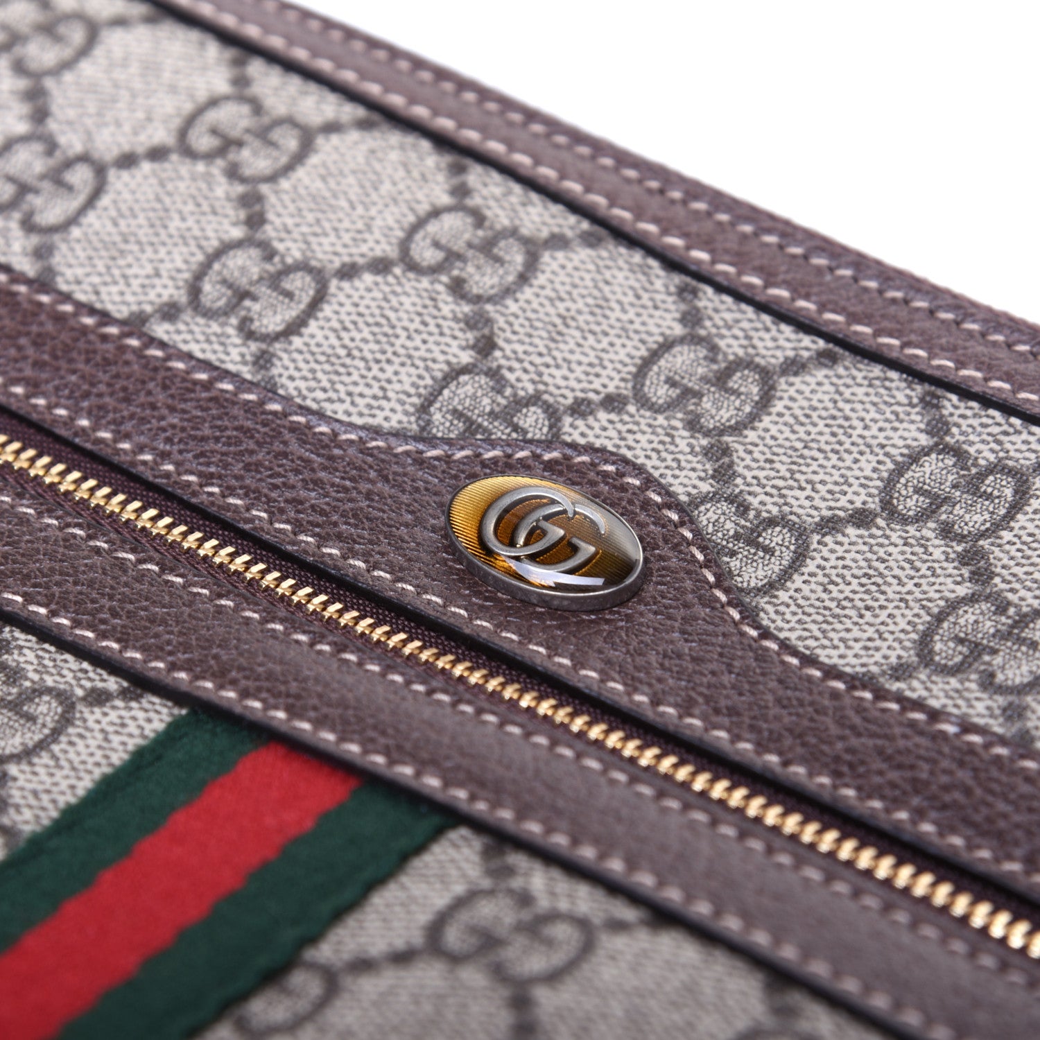 Gucci GG Supreme Monogram Large Ophidia Pouch Clutch Brown 11 of 11