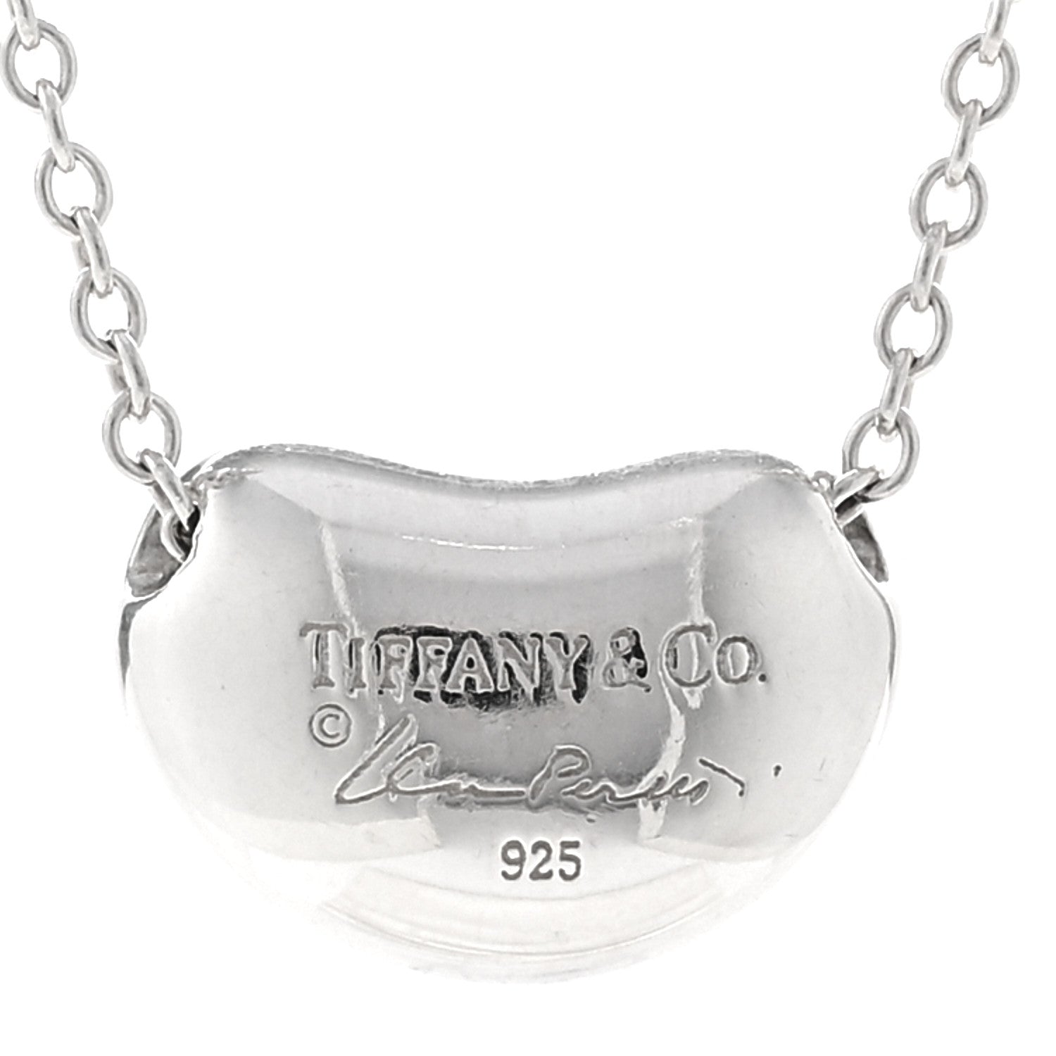 Tiffany Sterling Silver 11mm Elsa Peretti Bean Pendant Necklace 5 of 5
