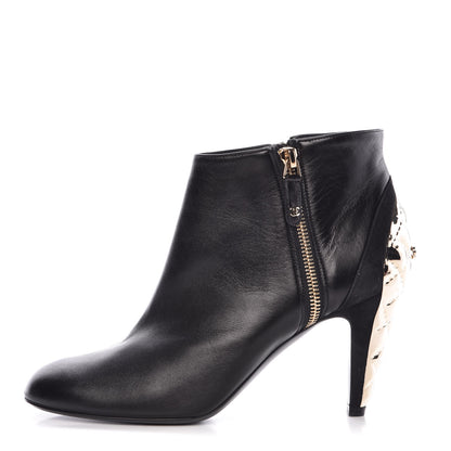 Chanel Lambskin Suede CC Short Boots 38.5 Black 1 of 9