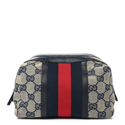 Gucci Monogram Web Small Cosmetic Case Navy 1 of 9