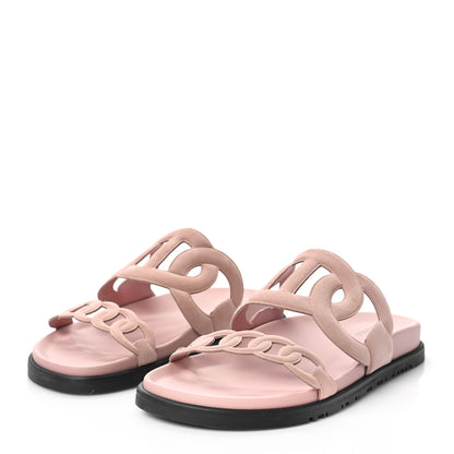 Hermes Suede Goatskin Extra Sandals 38 Rose Opaline 4 of 10