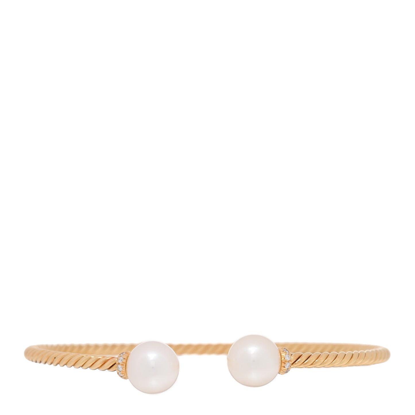 18K Yellow Gold Diamond Cultured Pearl 2.6mm Solari Cablespira Bracelet
