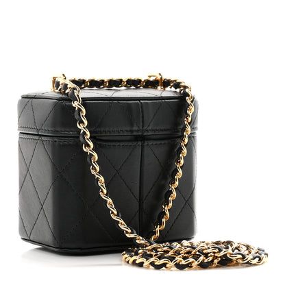 Chanel Lambskin Quilted Vanity Clutch With Chain Black 3 of 11