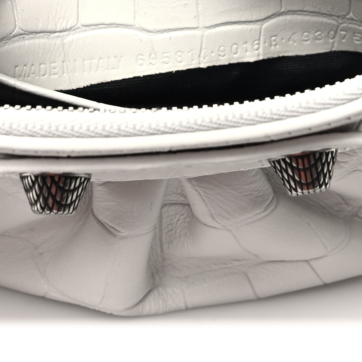 Balenciaga Extra Supple Calfskin Crocodile Embossed Le Cagole Mini Purse With Chain White 7 of 10