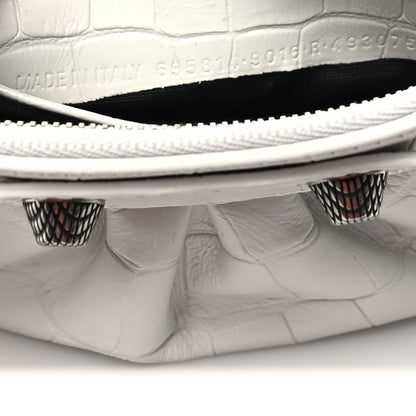 Balenciaga Extra Supple Calfskin Crocodile Embossed Le Cagole Mini Purse With Chain White 7 of 10