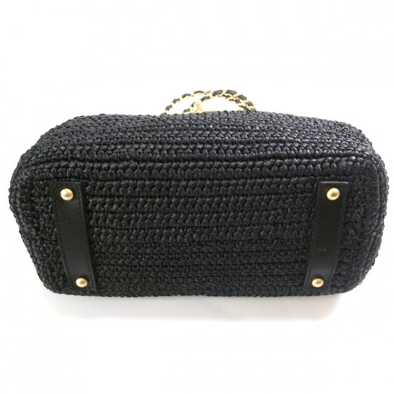 Chanel Straw Raffia Tote Black 4 of 11